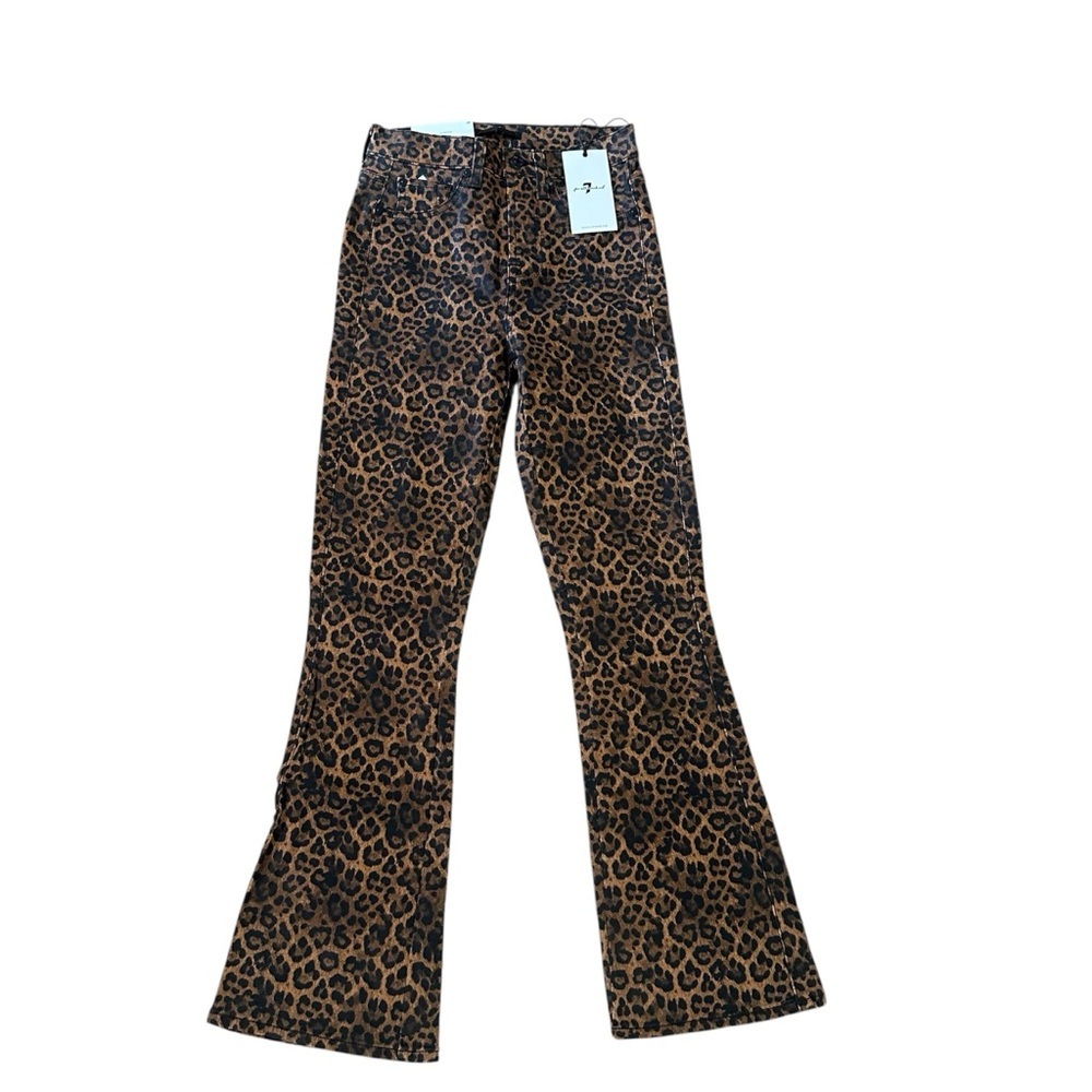 7 For All Mankind Women’s High Waist Slim Kick Cheetah Pants Sz 24 Nwt